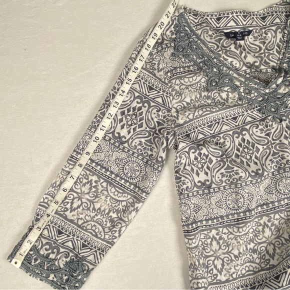 Land’s End Embroidered Lightweight Cotton Summer Dress Cover Up Gray White S 6-8 - Picture 11 of 12